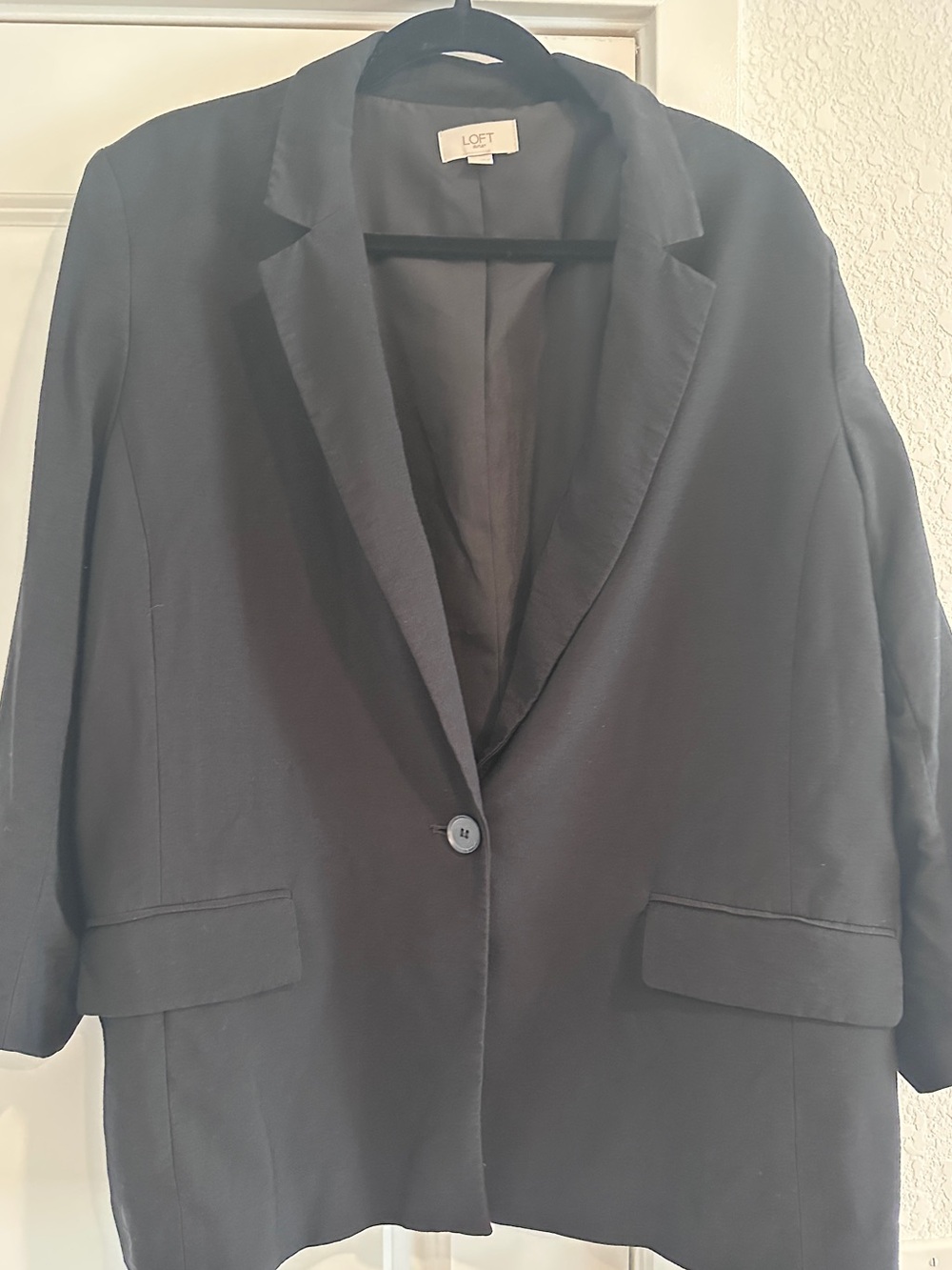 LOFT Outlet Black Oversized Single Button Blazer 3/4 Sleeve Size XL
